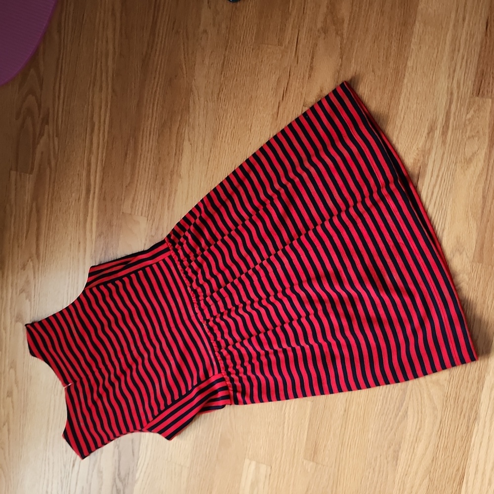 J. Crew size XS sleeveless dress,  striped navy/ red - Picture 5 of 12